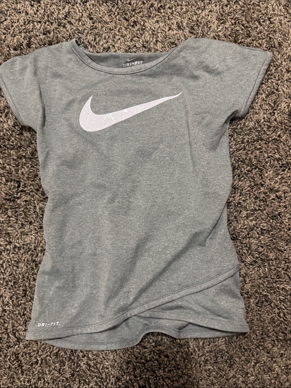 Nike Kids Gray Dri-FIT Tee with White Swoosh